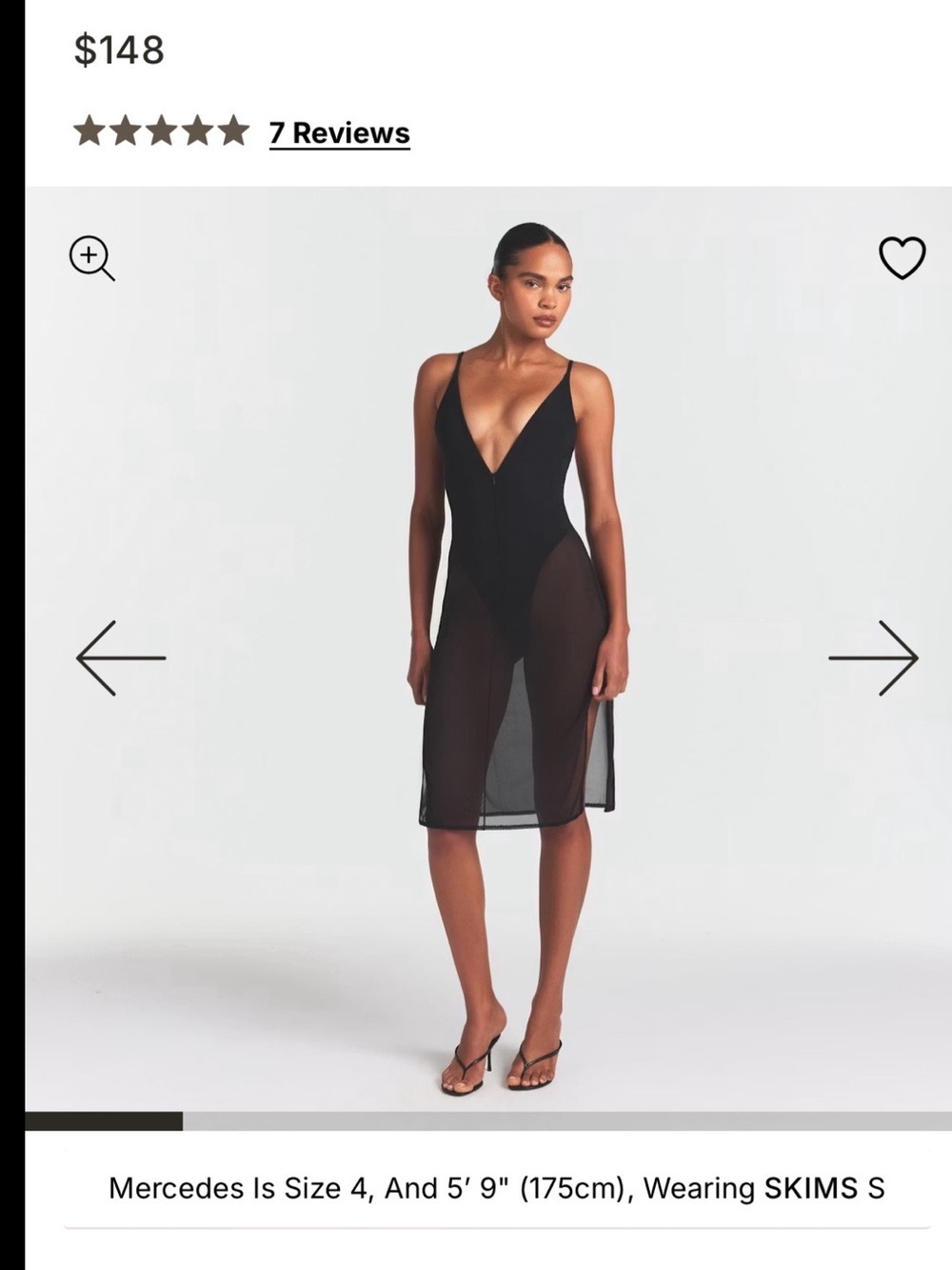 SKIMS Black Sheer Midi Slip Dress